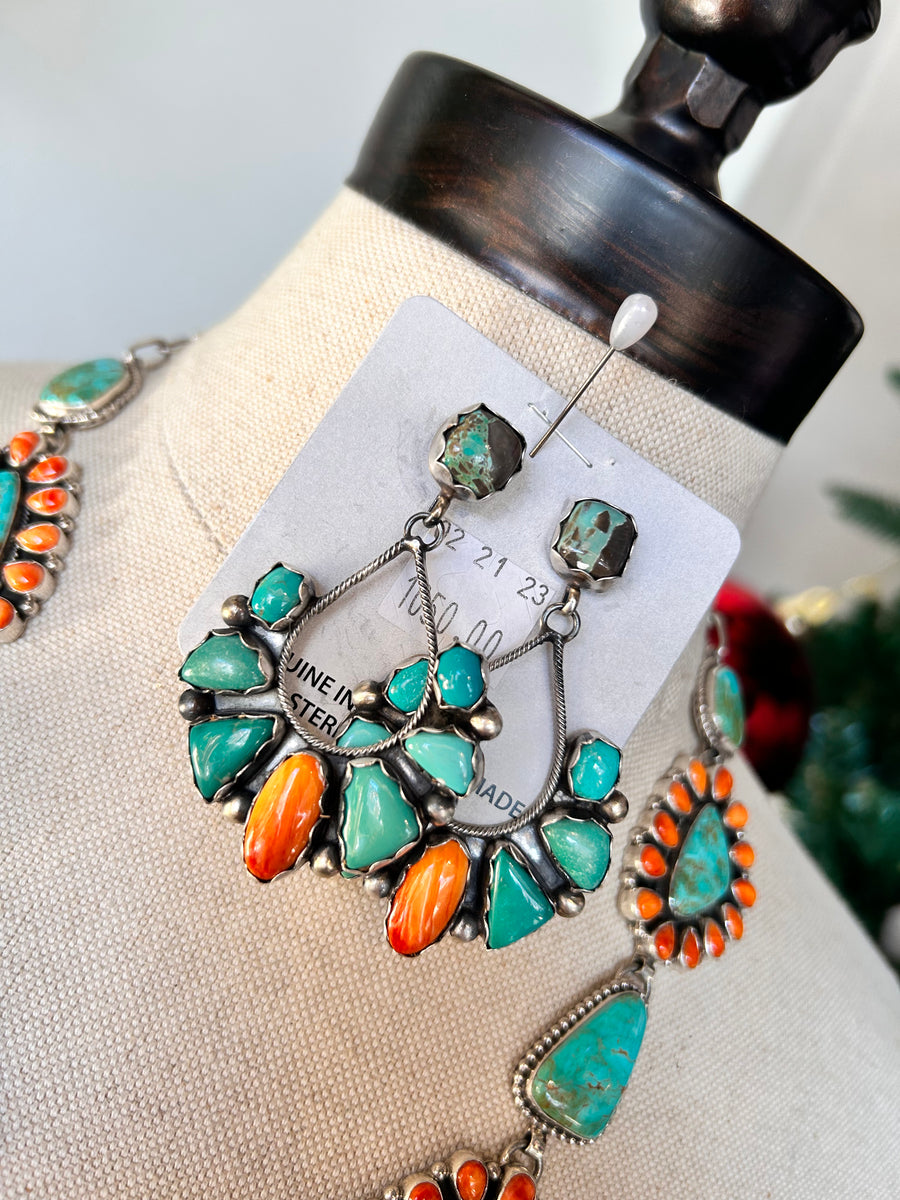 Insane spiny oyster & turquoise earrings