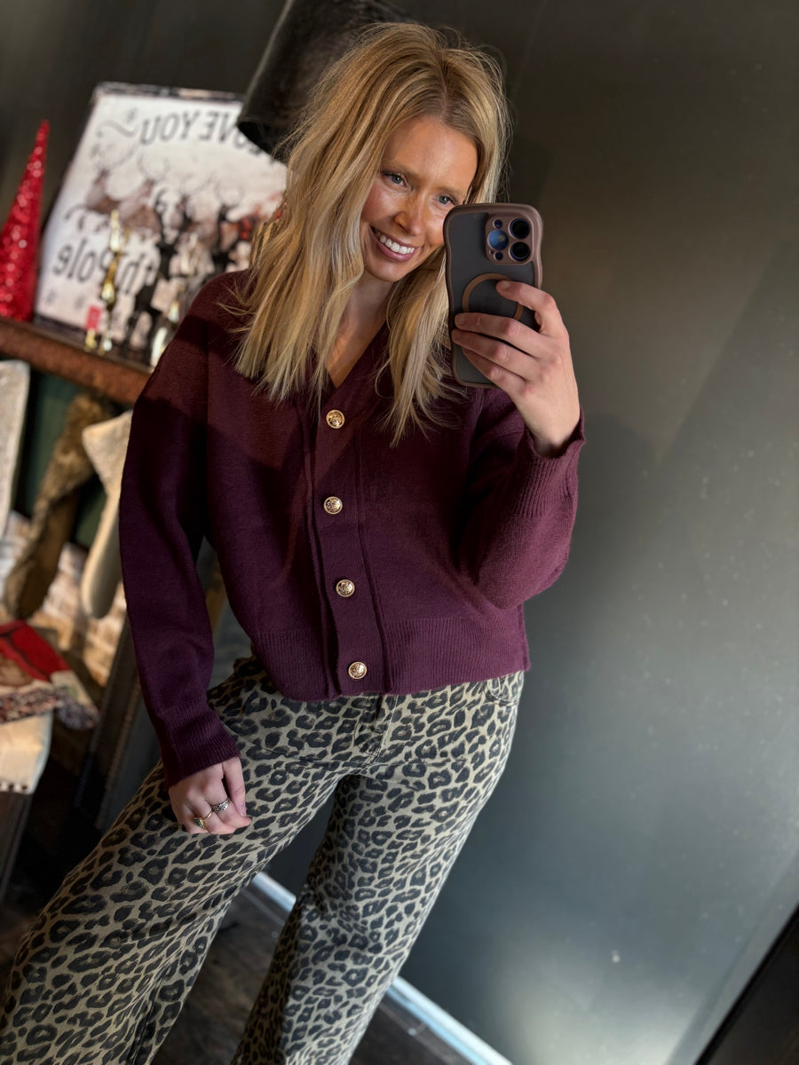 W50 Plum Button Sweater