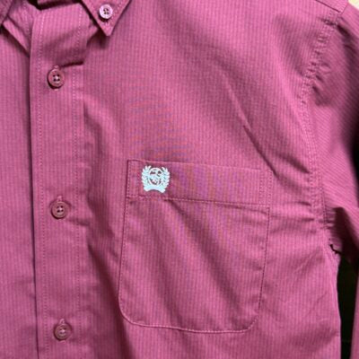 K426 Burgundy Button Up Long-Sleeve