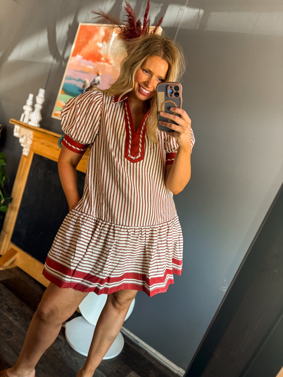 W19 Rust Striped Dress