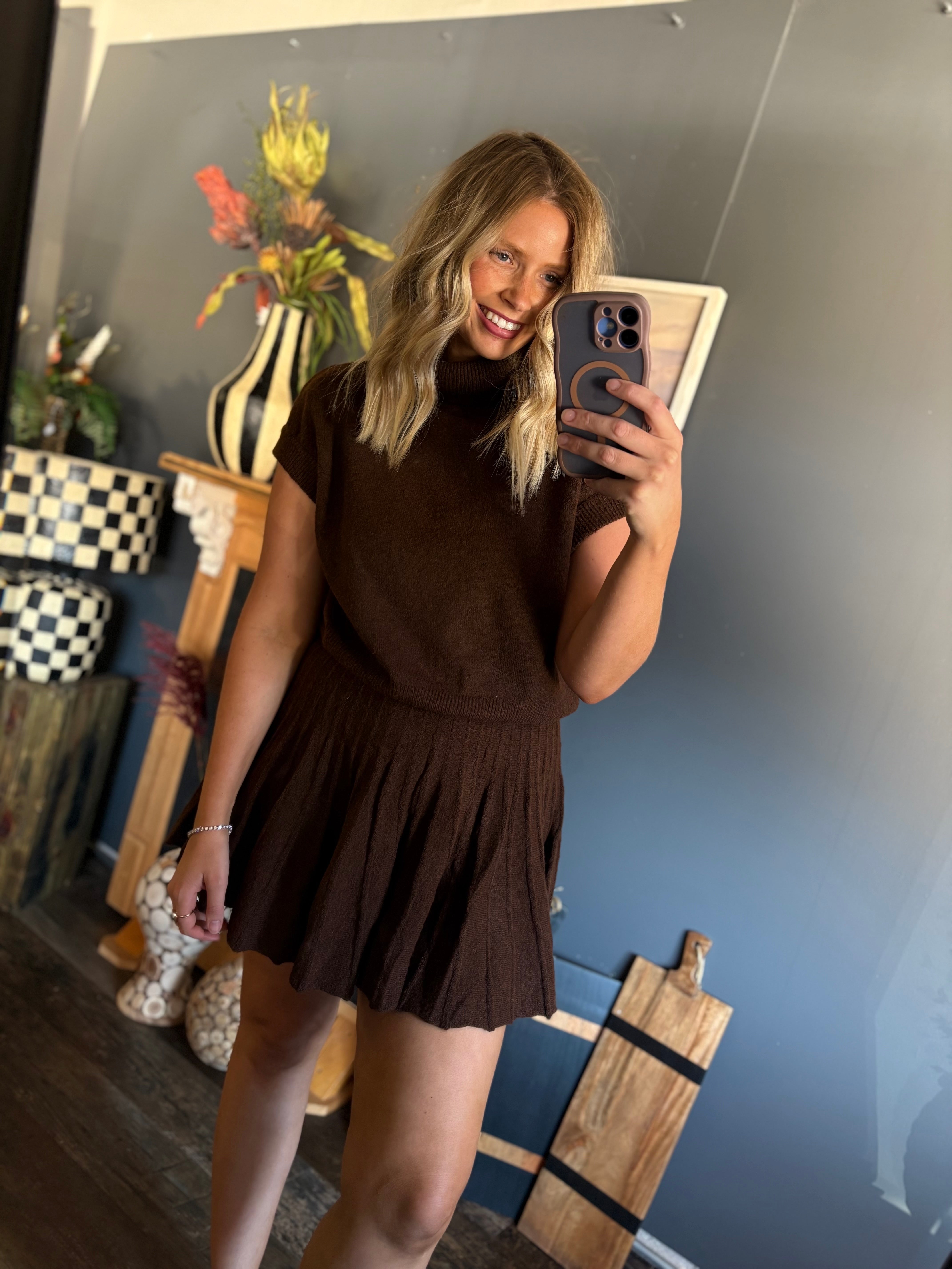 W12 Chestnut Sweater/Skirt Set