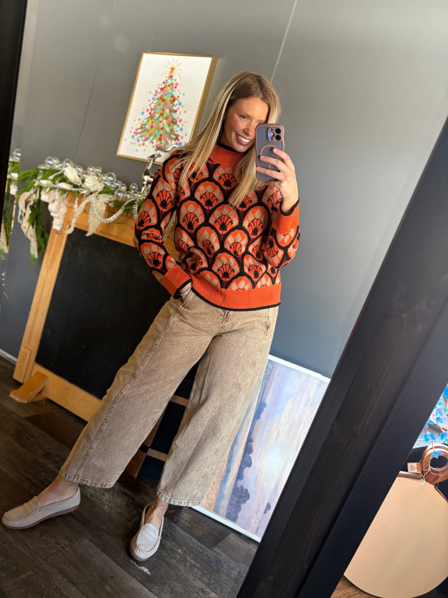 W212 Orange & Black Sweater