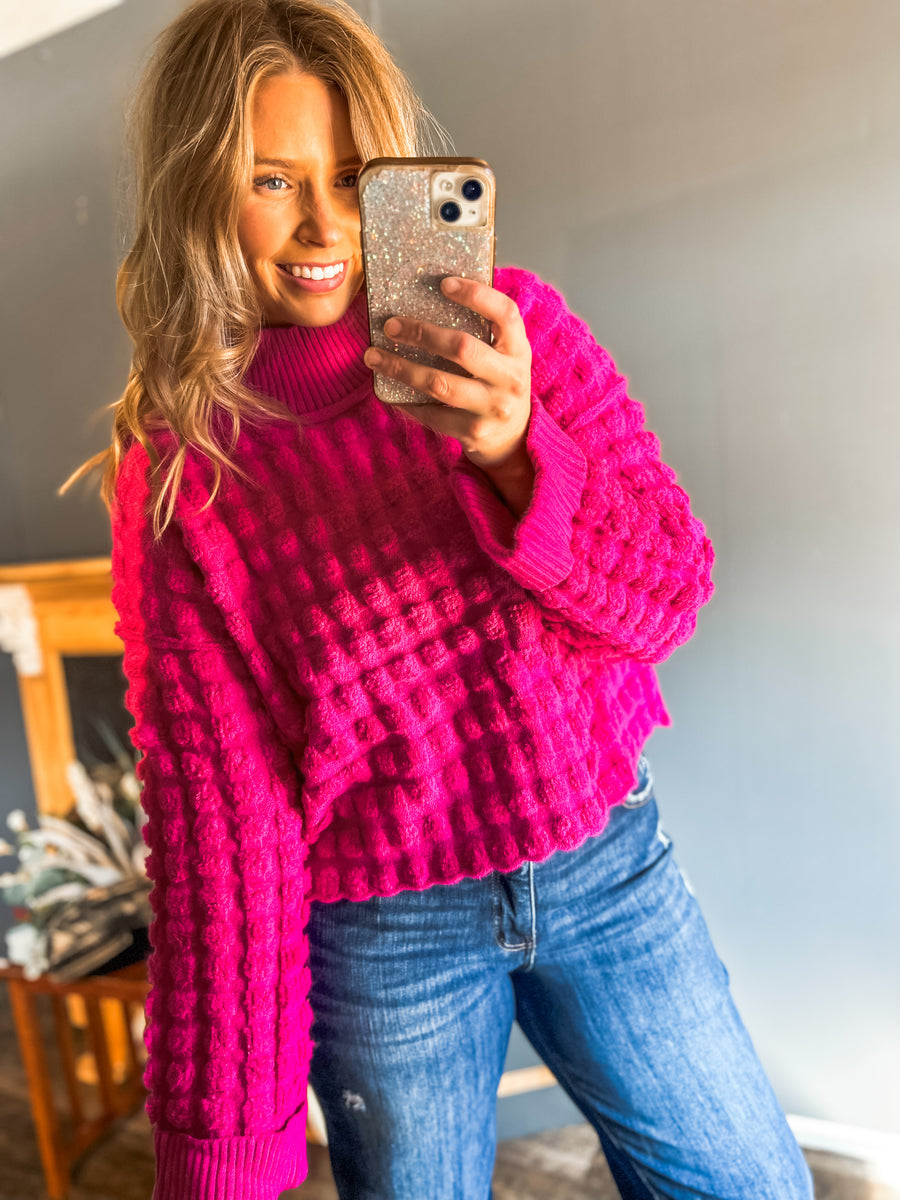 Chunky hot pink sweater