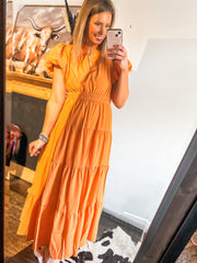 Orange tiered maxi dress