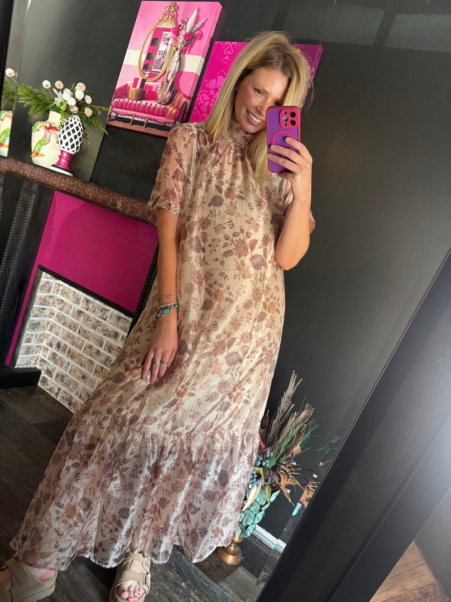 W39 Neutral Floral Dress
