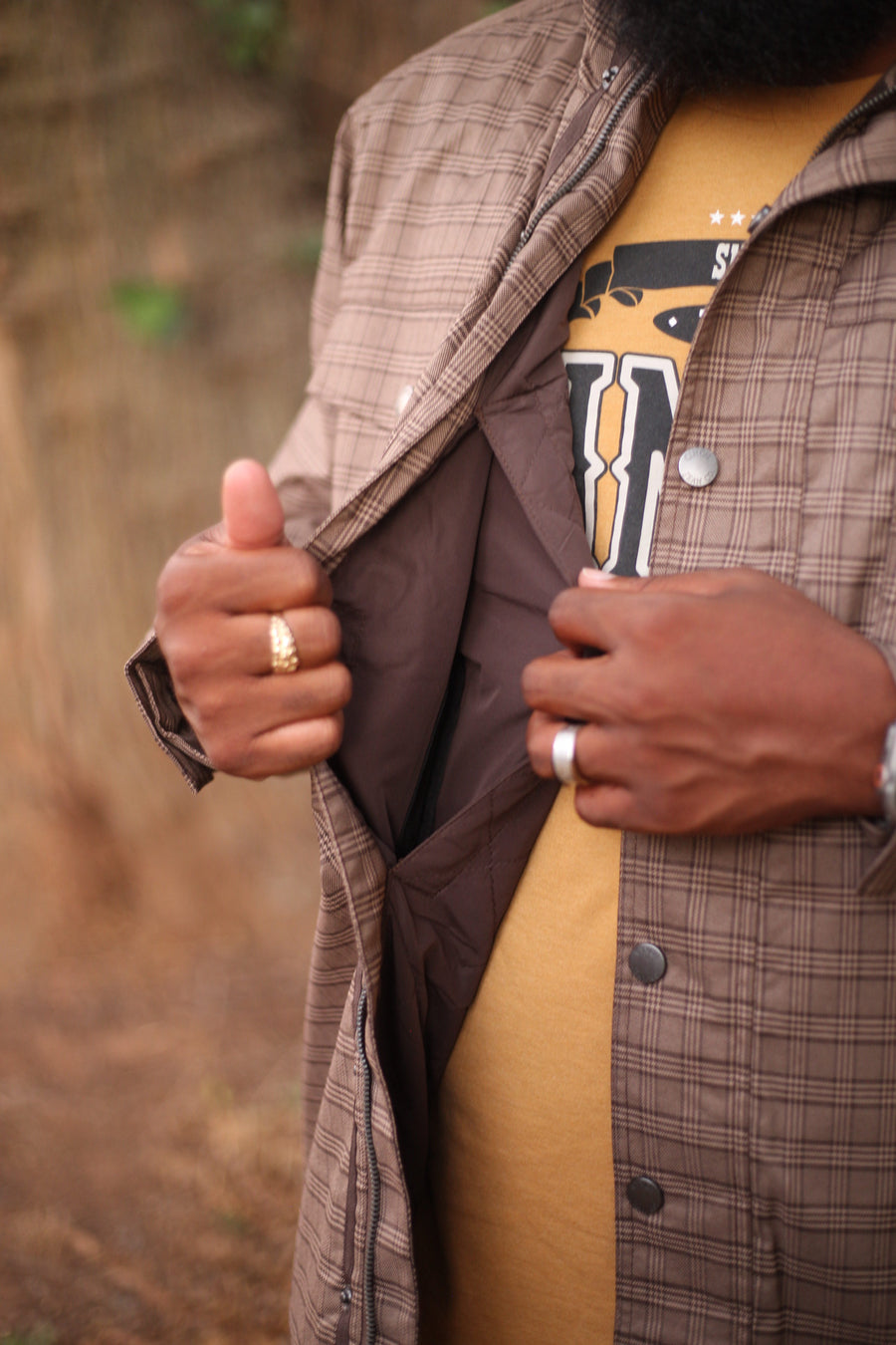 M9001 brown plaid coat concealed carry