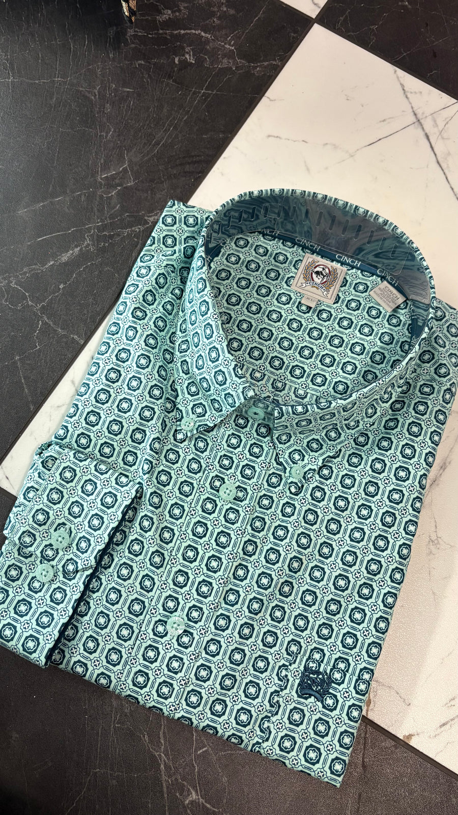 M6167 turquoise print longsleeve