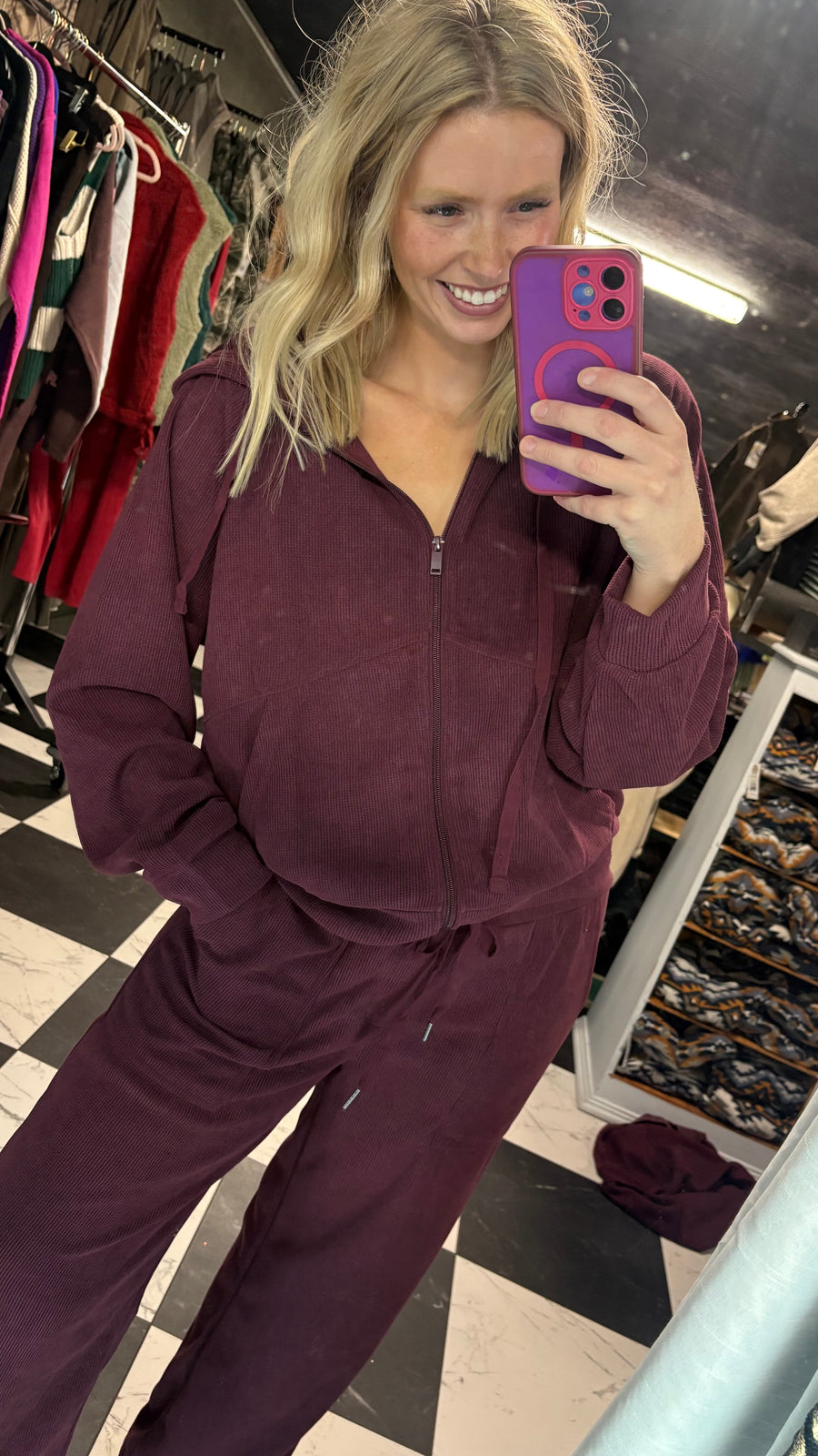 W675 Dark Cherry Zip Up