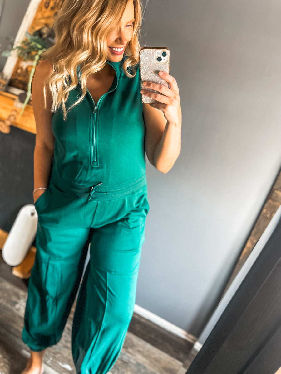 Emerald quarter zip Jumpsuit