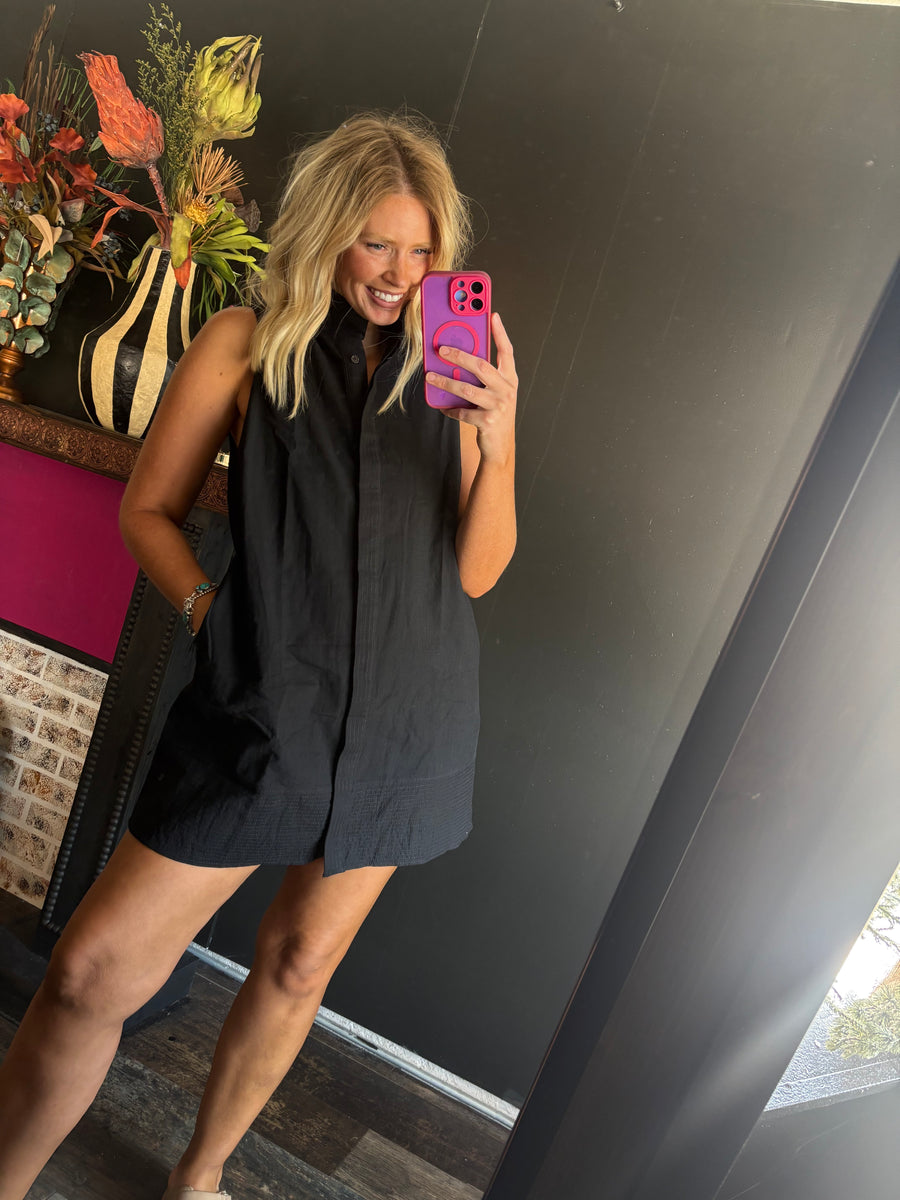 W814 Black Button Dress