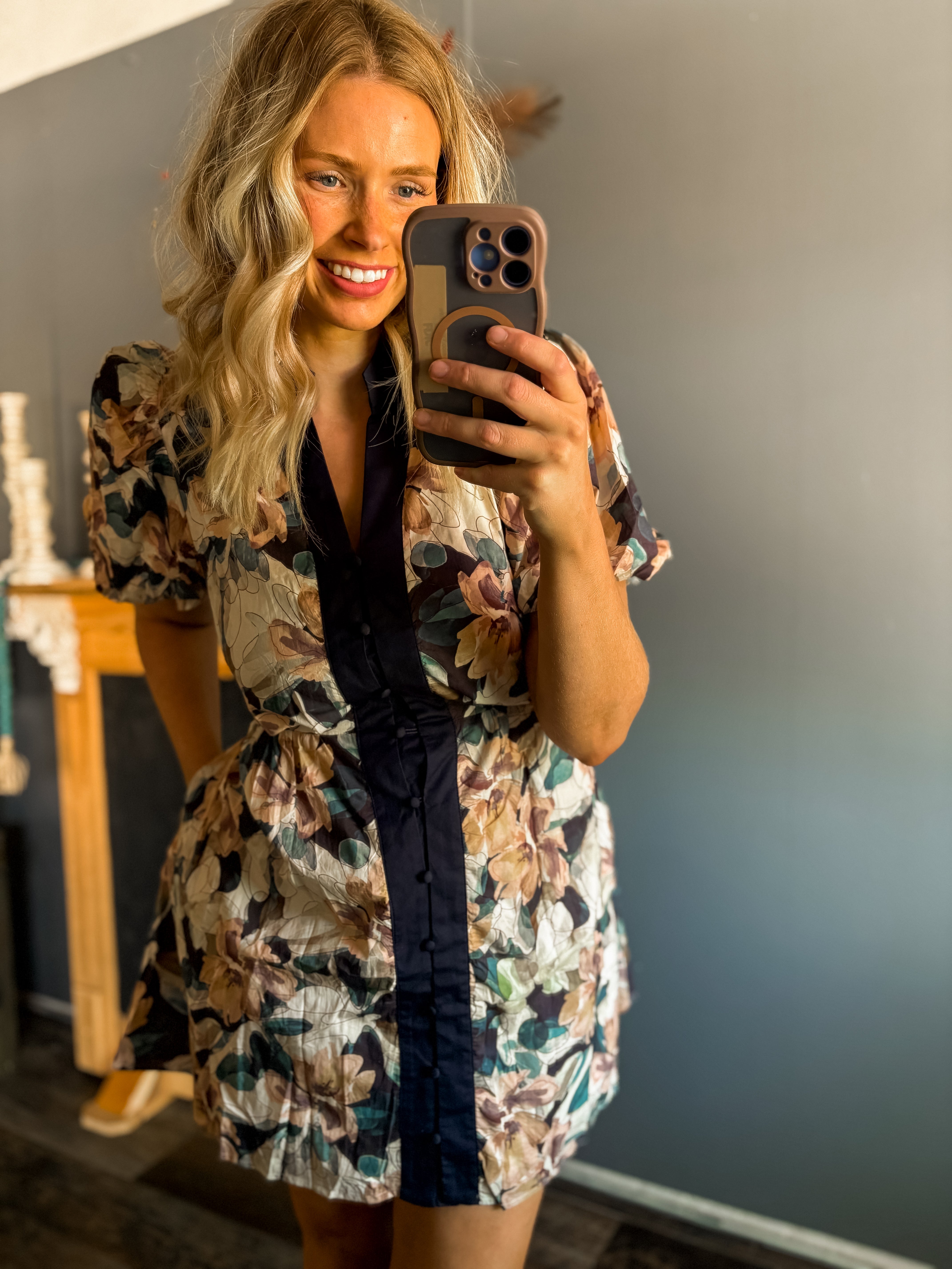 W8 Floral button up dress