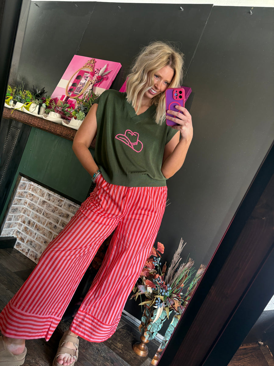 W100 Pink & Orange Striped Pants