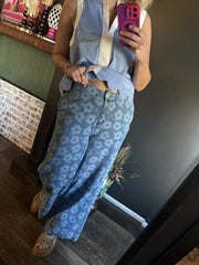 W95 Denim Floral Pants
