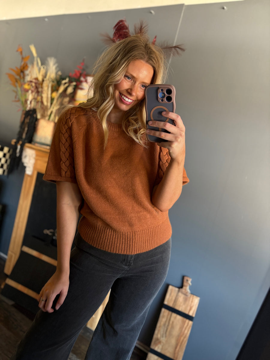 W27 Camel Braided Sweater