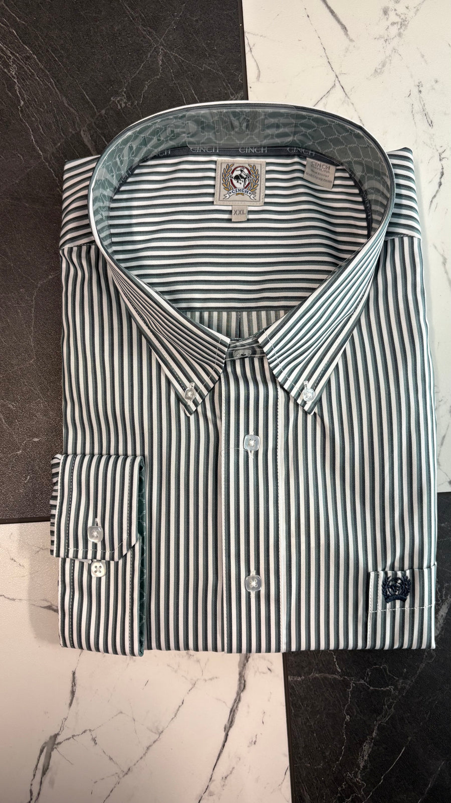 M6135 Blue Striped Button Up