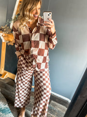 Checkered brown mesh set