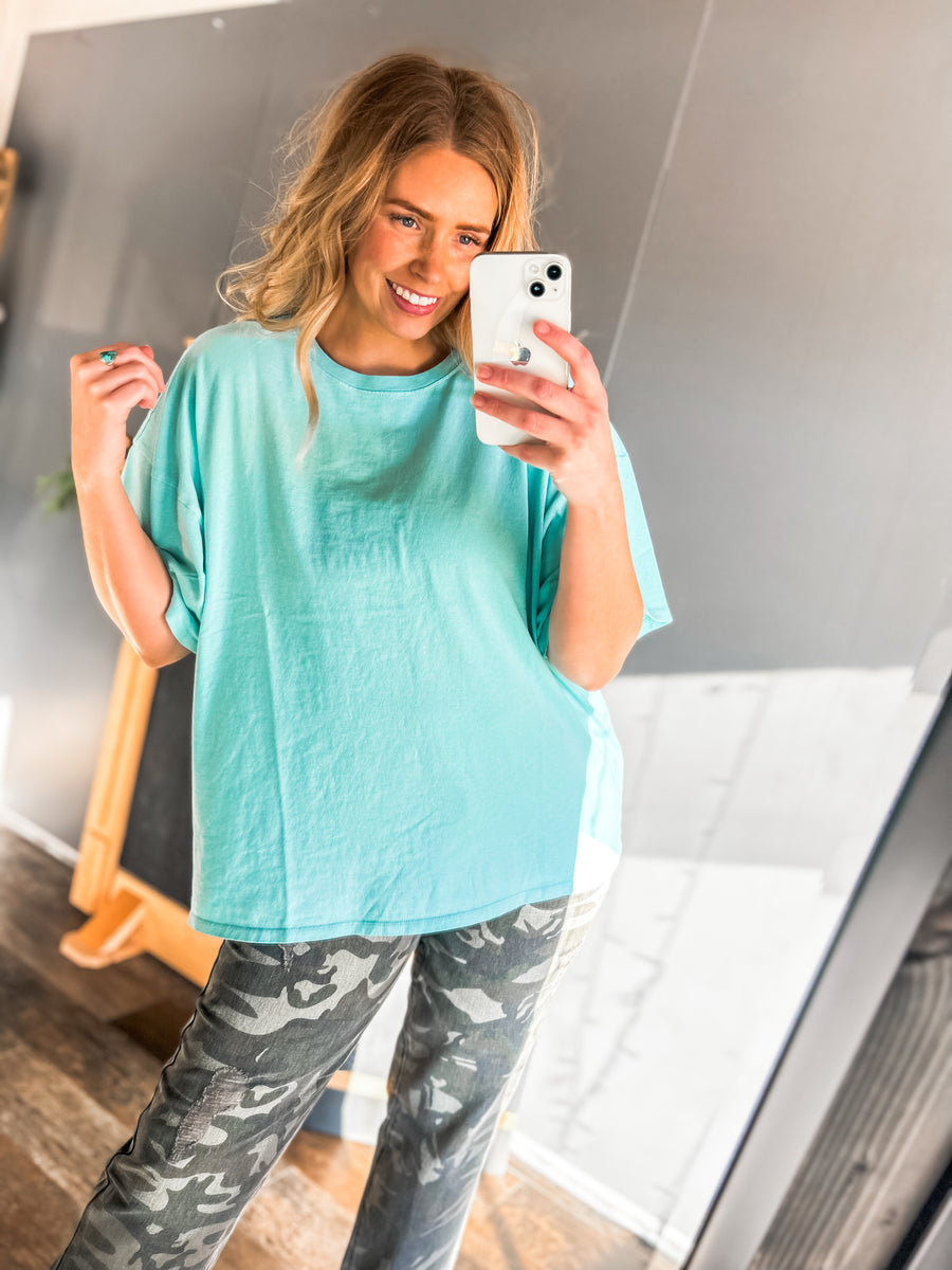 Turquoise boyfriend tee