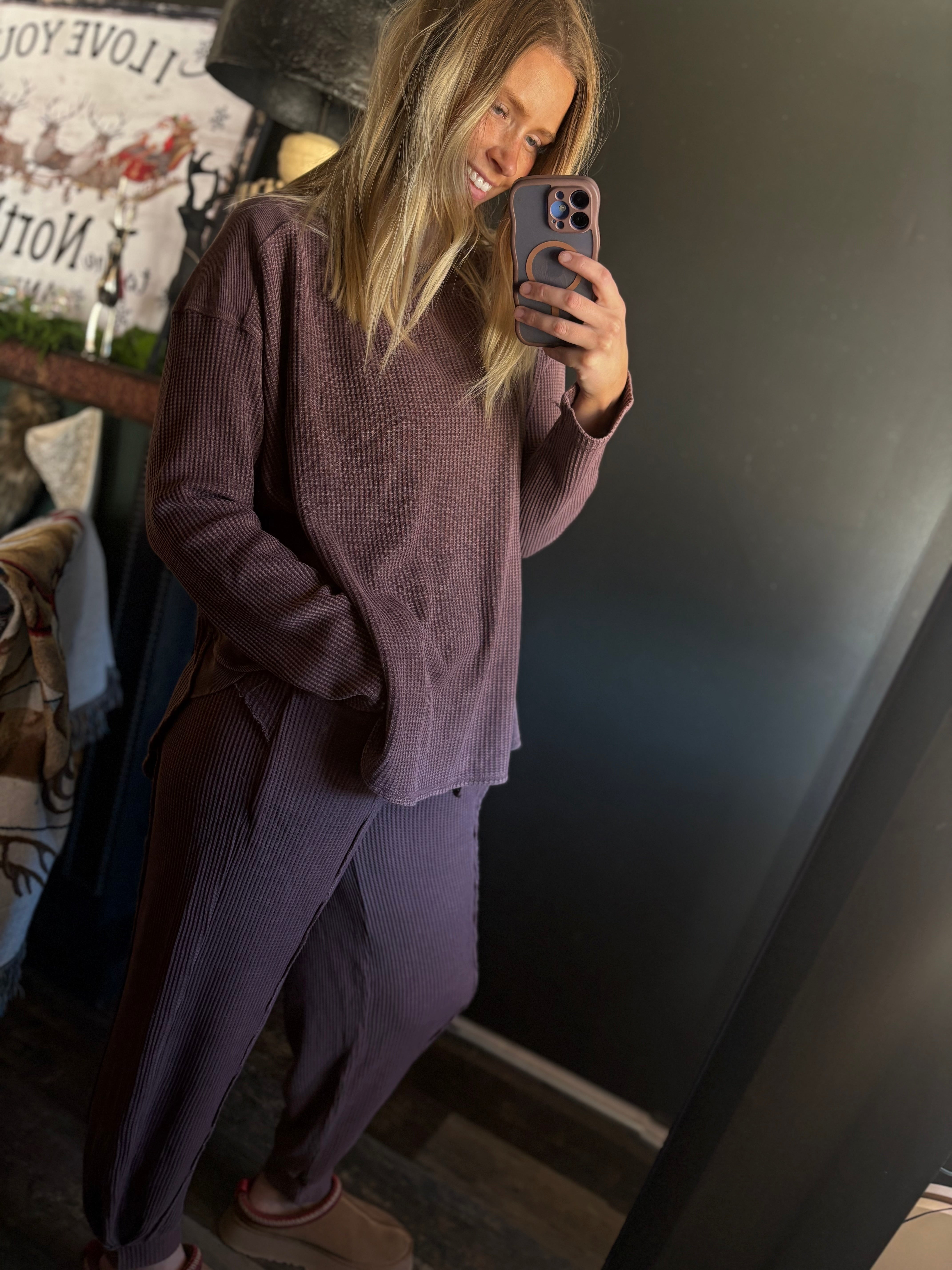 W400 Waffle Pant Dark Cherry