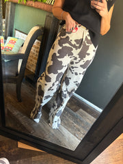 W70 Cow Print Wide Leg Jeans