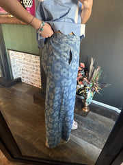 W95 Denim Floral Pants