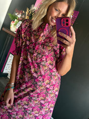 W840 Magenta Floral Dress