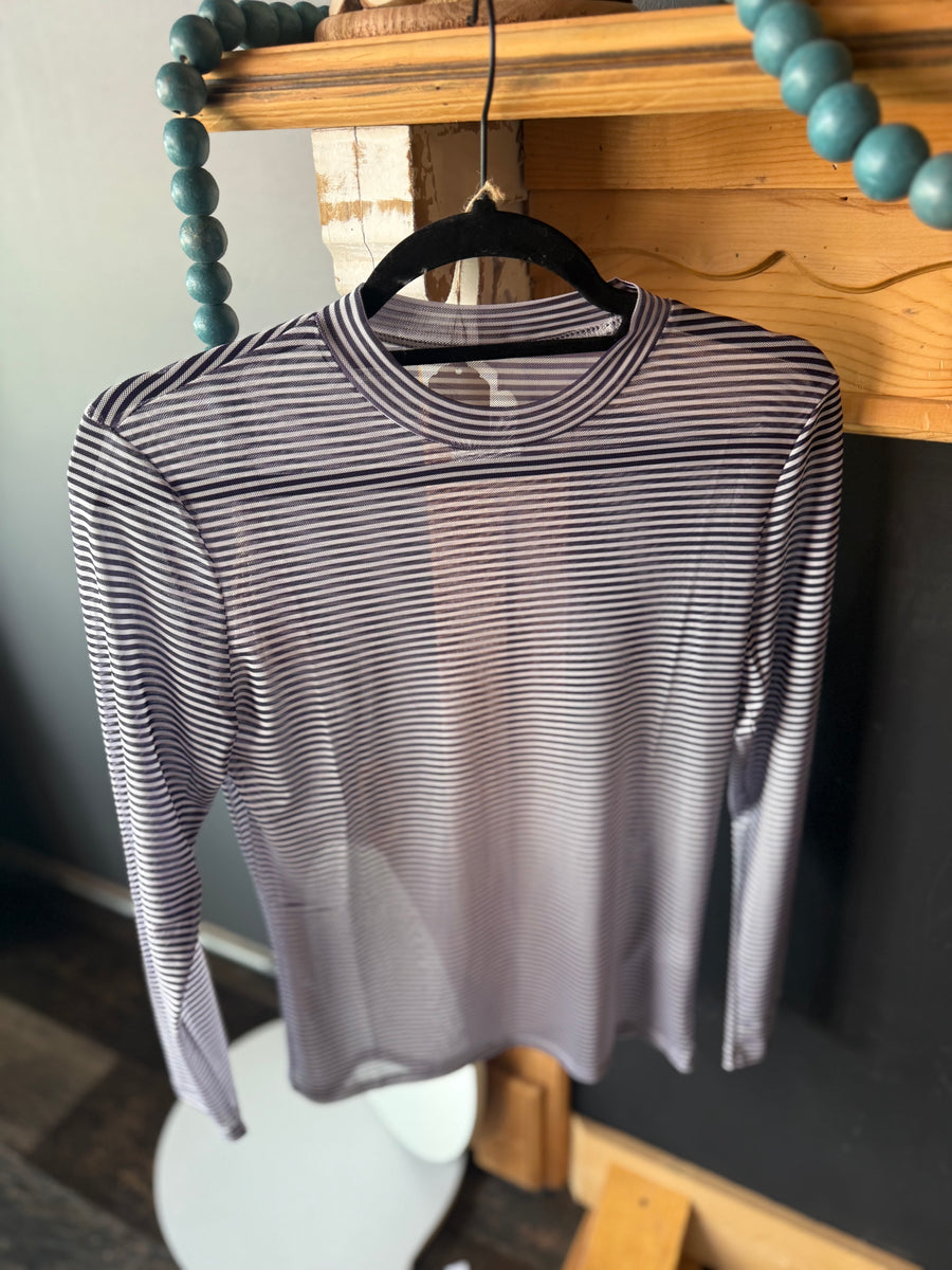 W129 Mesh Shirt - Purple Stripe