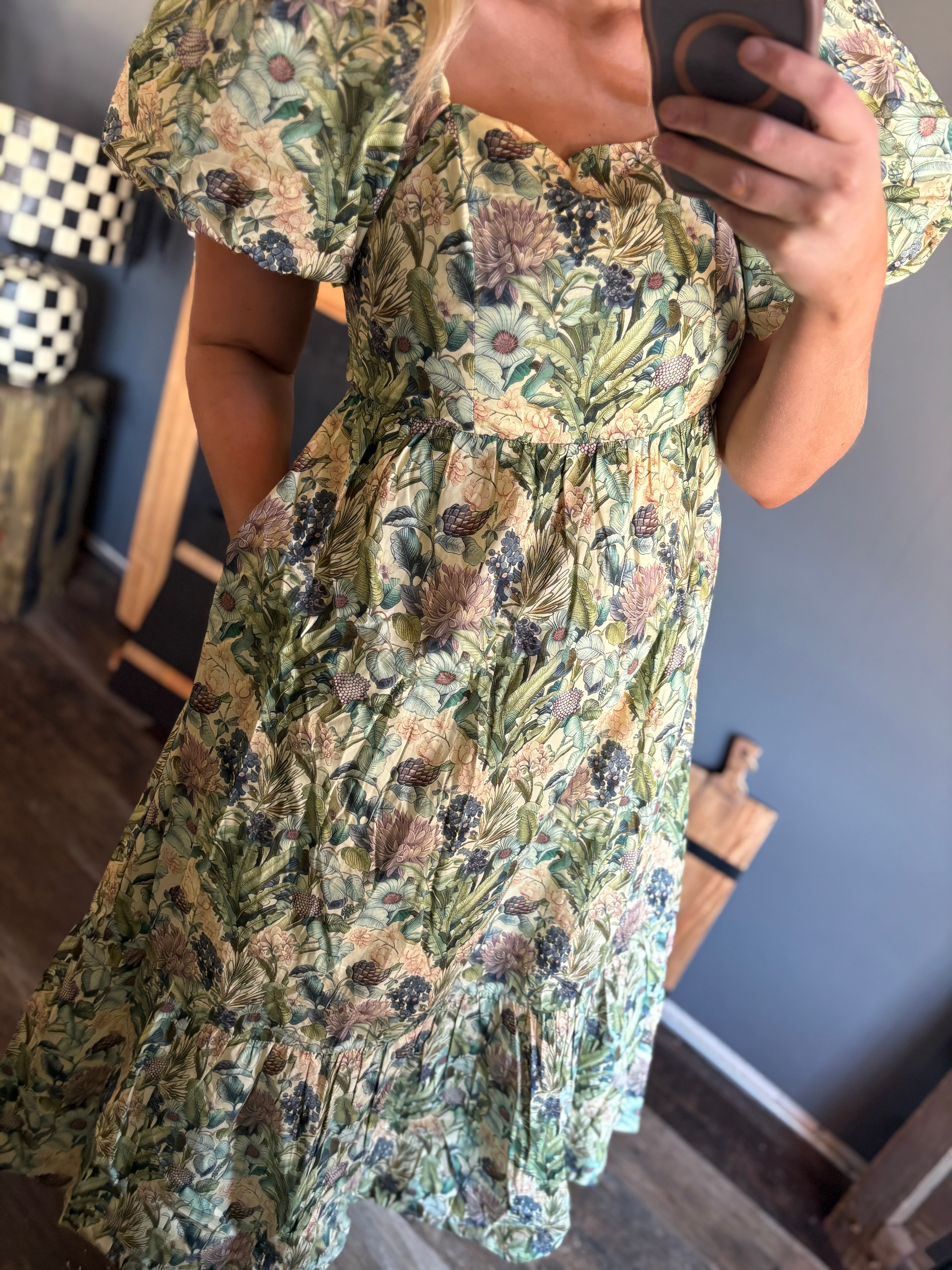 W13 Olive Floral Dress