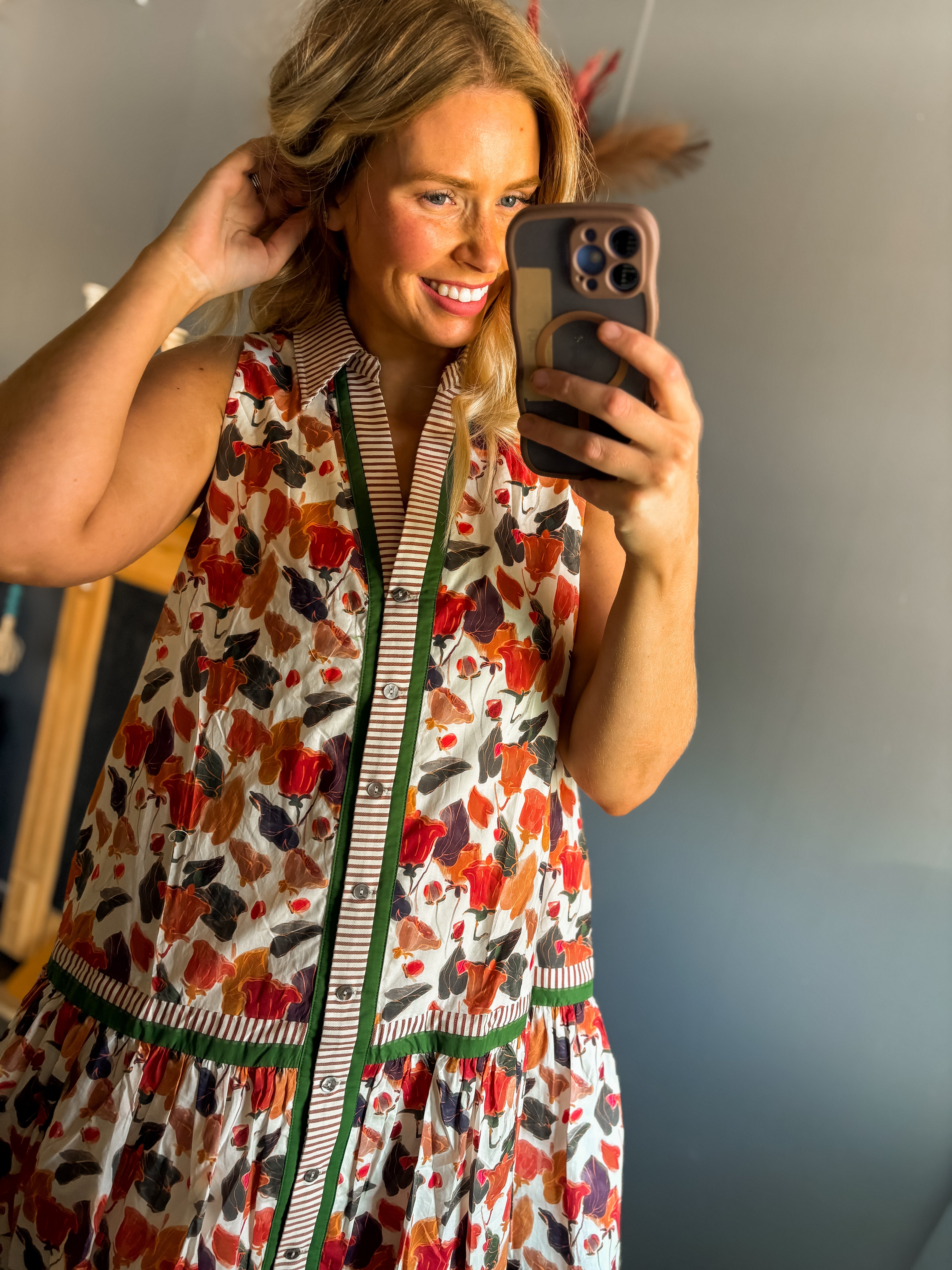 W9 Multi colored button up dress