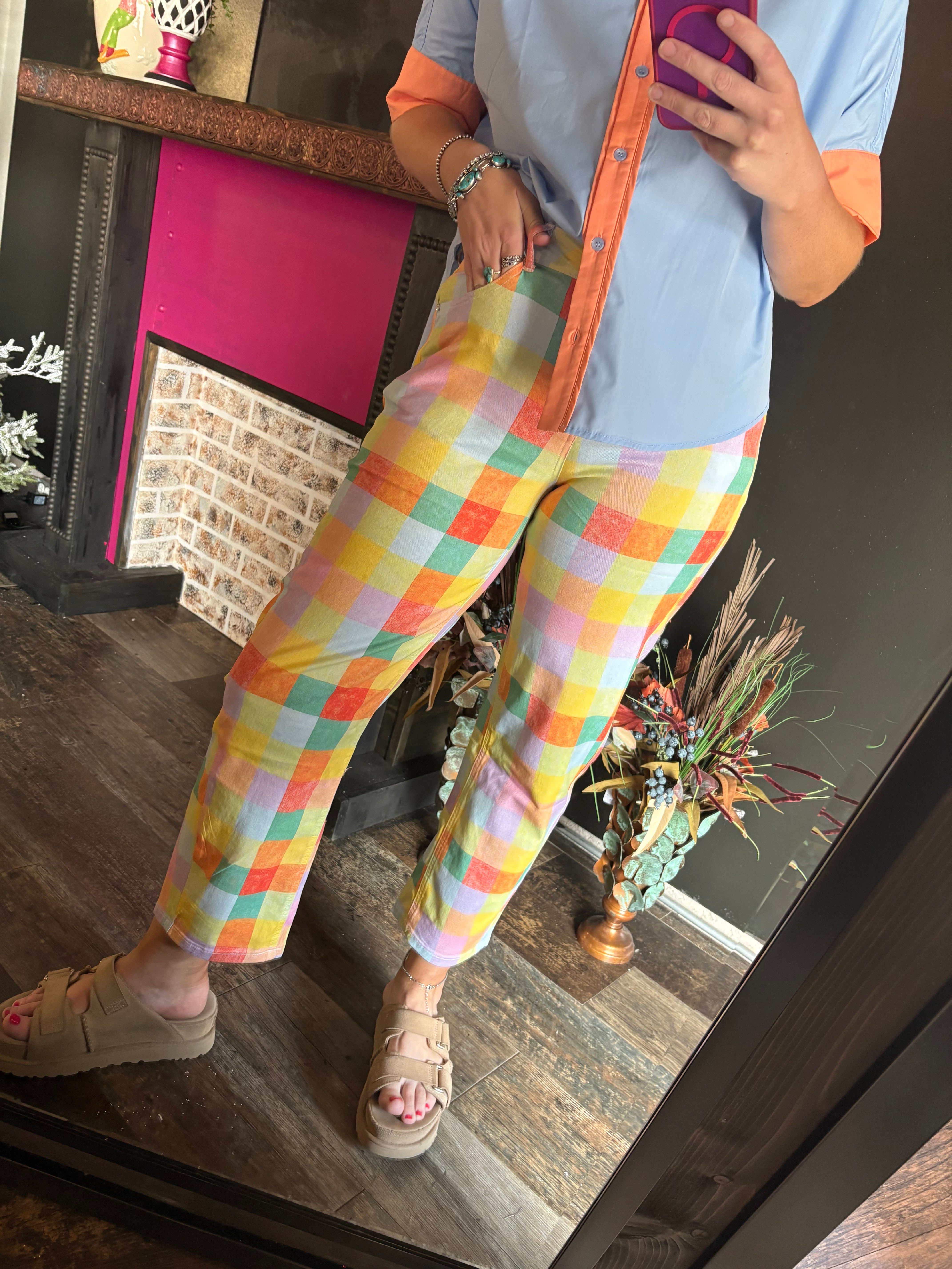 W132 Colorful Plaid Pants