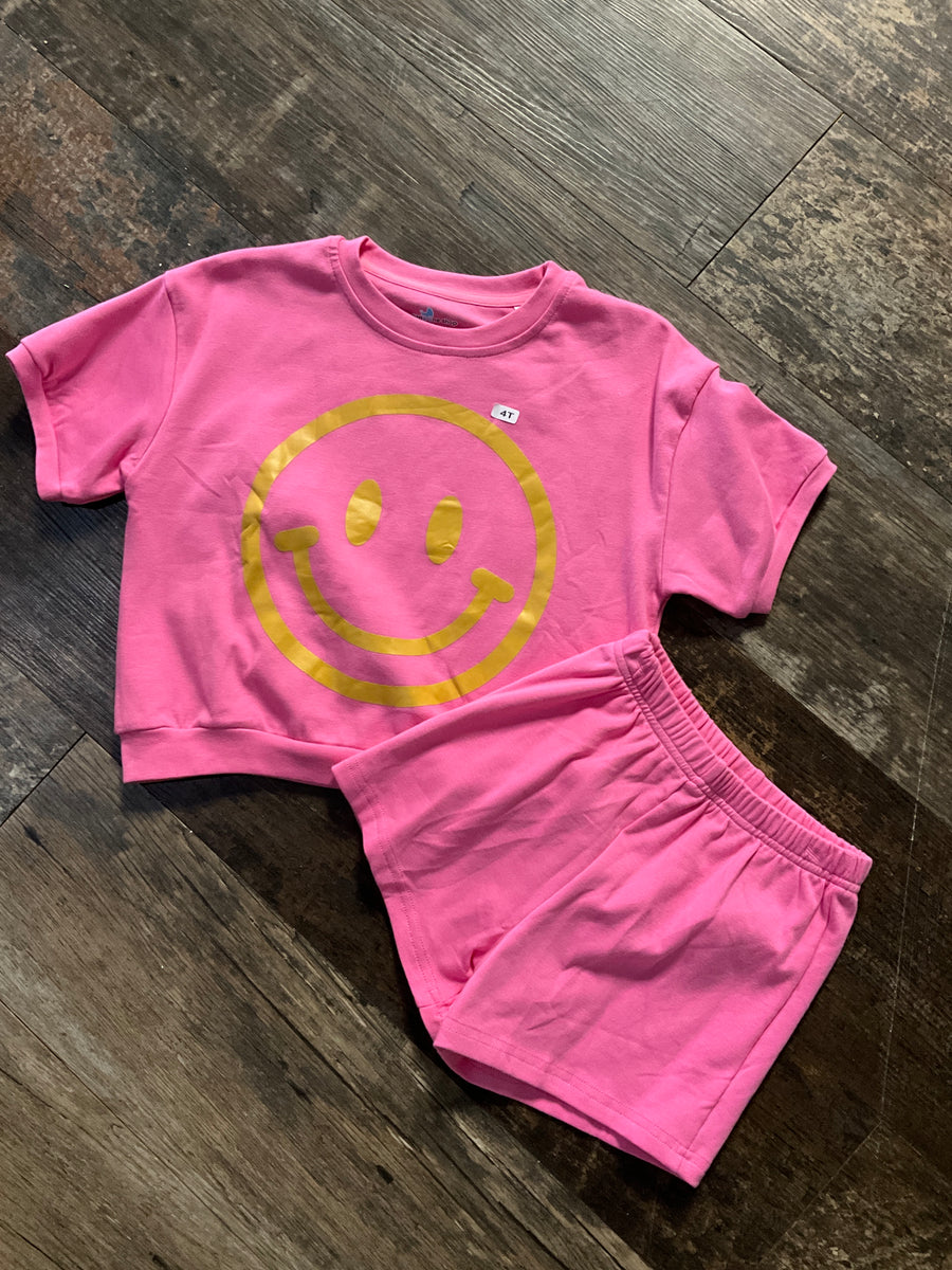 Pink Smiley Face Slouchy set