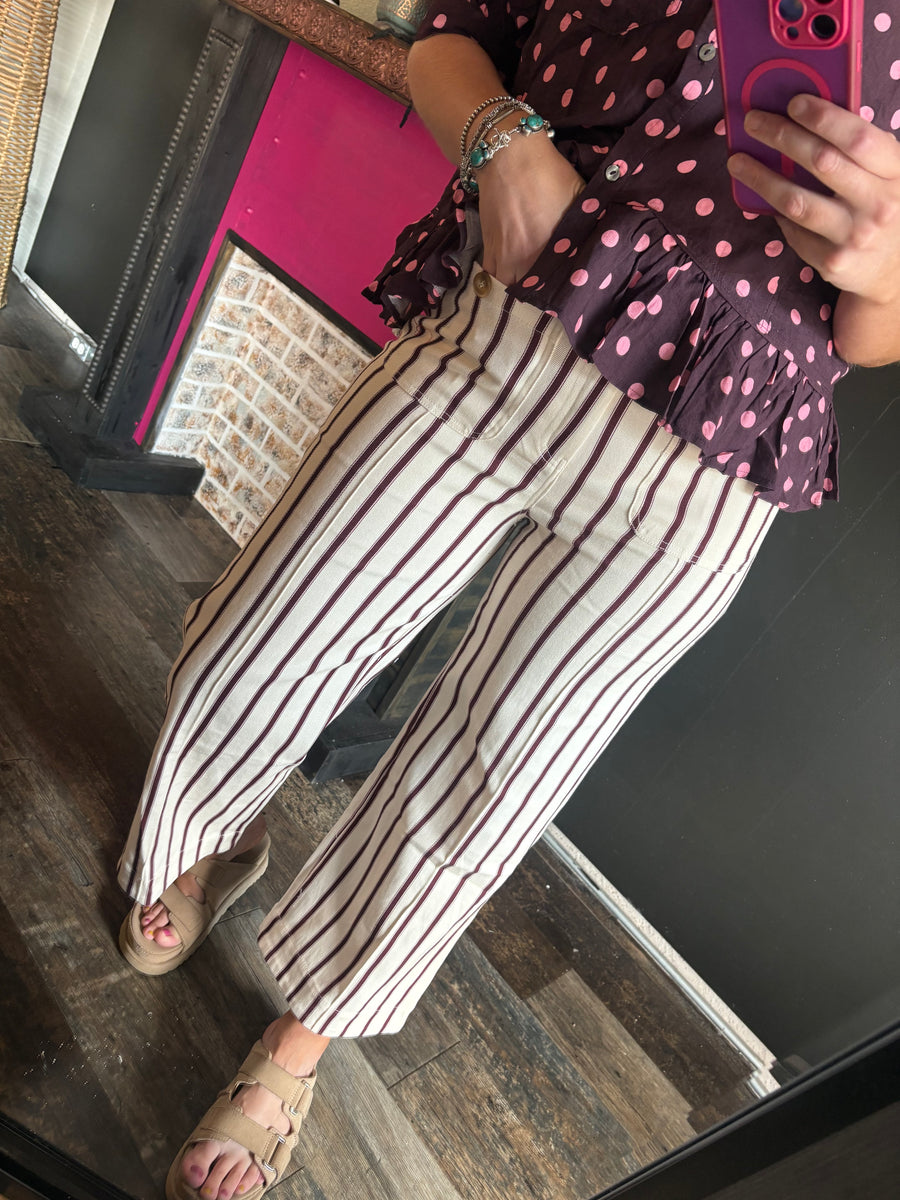 W385 Red Brick Stripe Pants