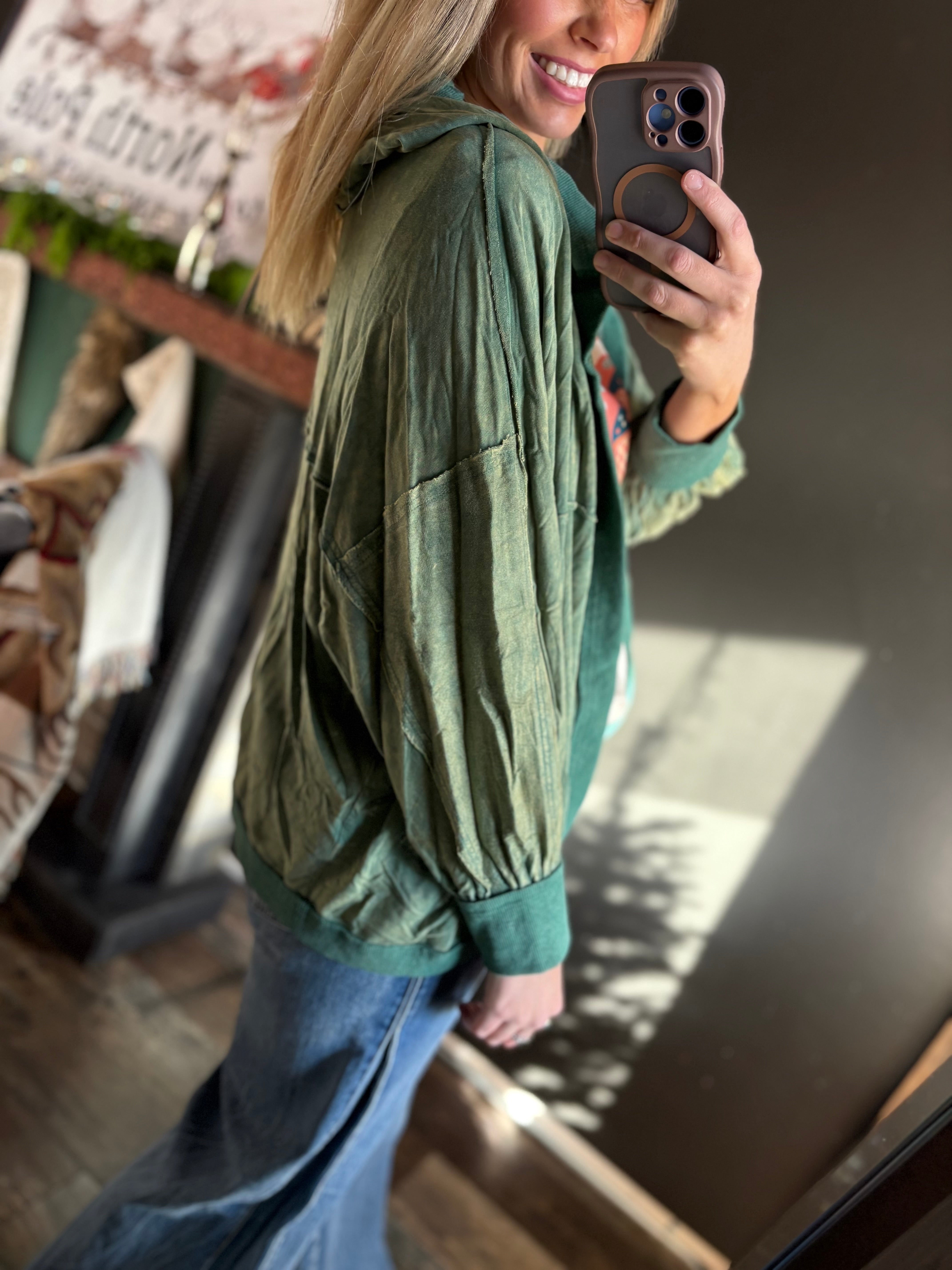 W173 Olive Green Modal Cardigan