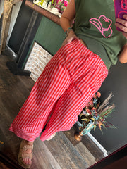 W100 Pink & Orange Striped Pants