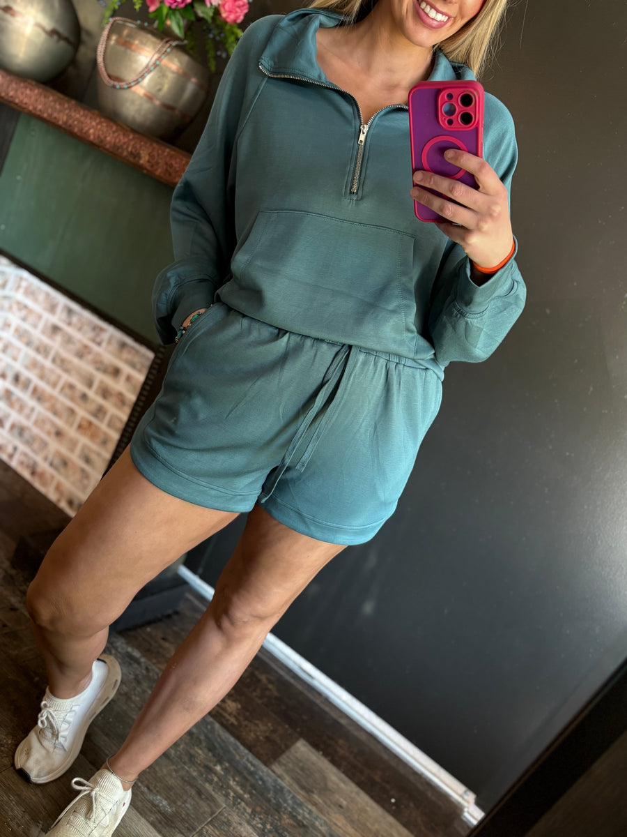 W87 Dark Teal Cloud Shorts