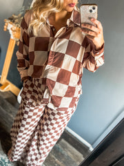 Checkered brown mesh set