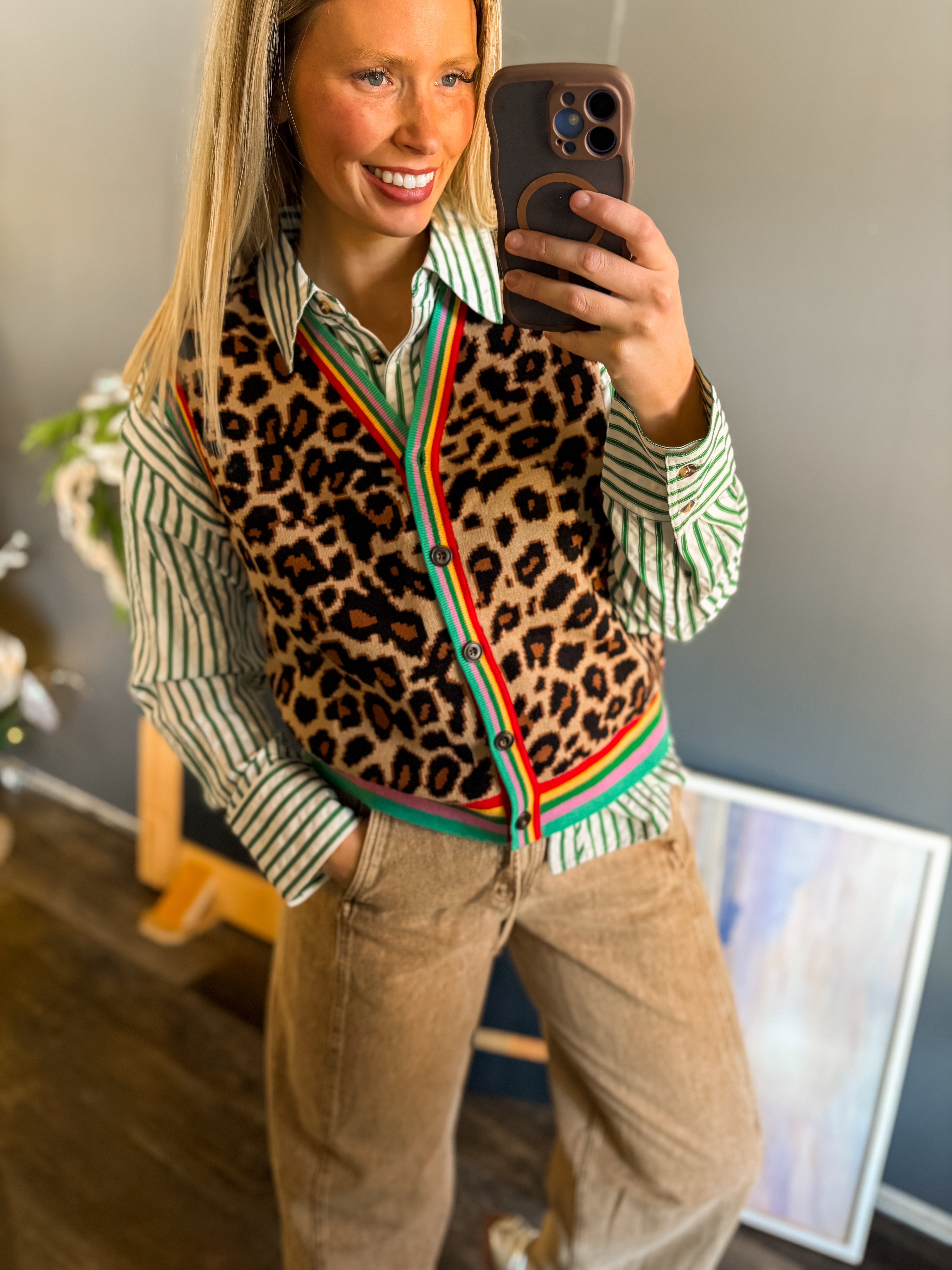 W211 Leopard vest w/ multicolor detail
