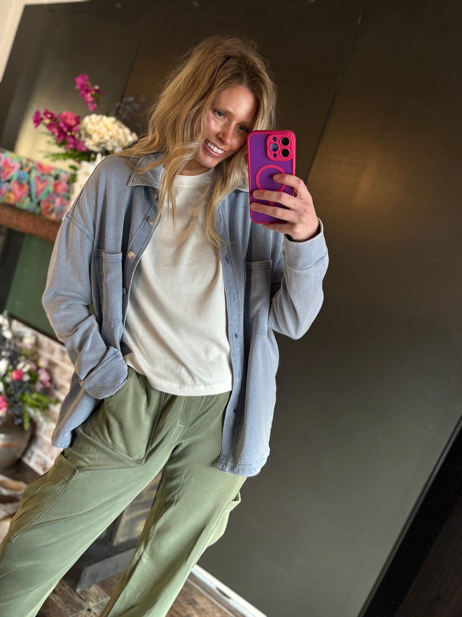 W33 Light Blue Super Soft Button Up