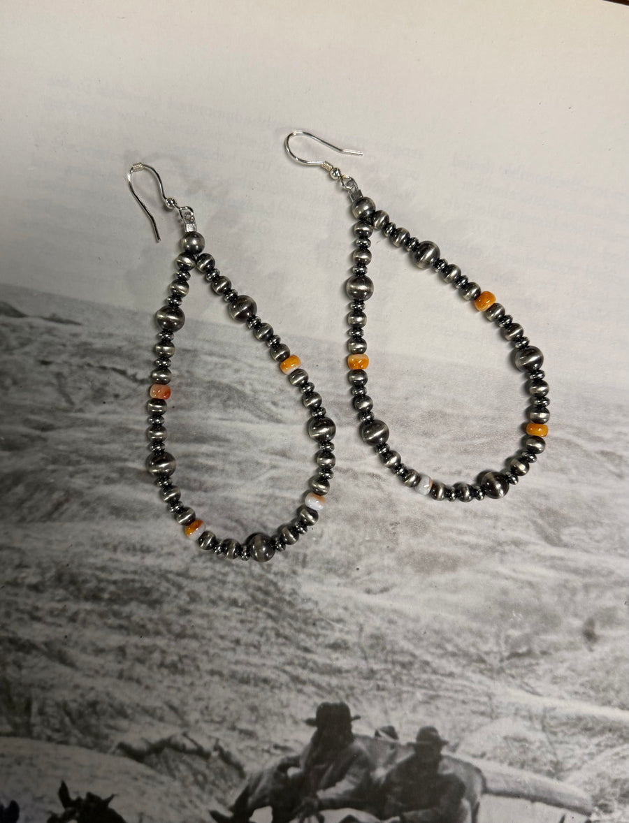 T-52 Navajo & Orange Spiny Oyster Earrings