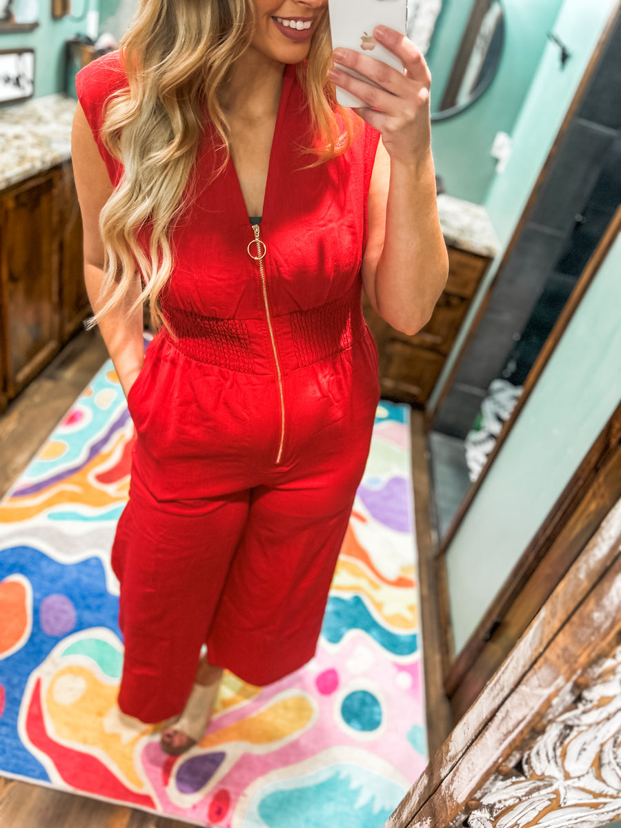 Red jumpsuit