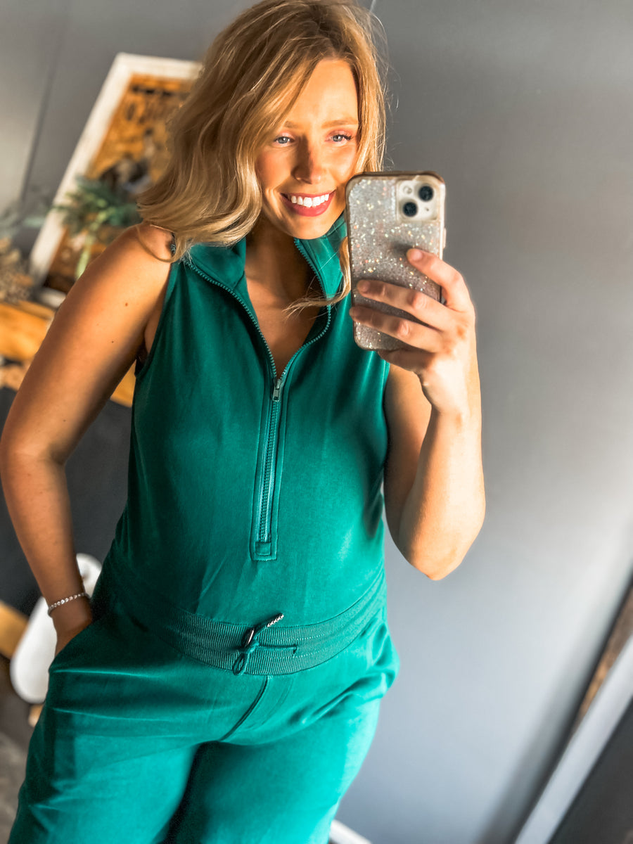 Emerald quarter zip Jumpsuit