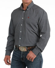 M137 Dark Blue Print Button-Up Long-Sleeve