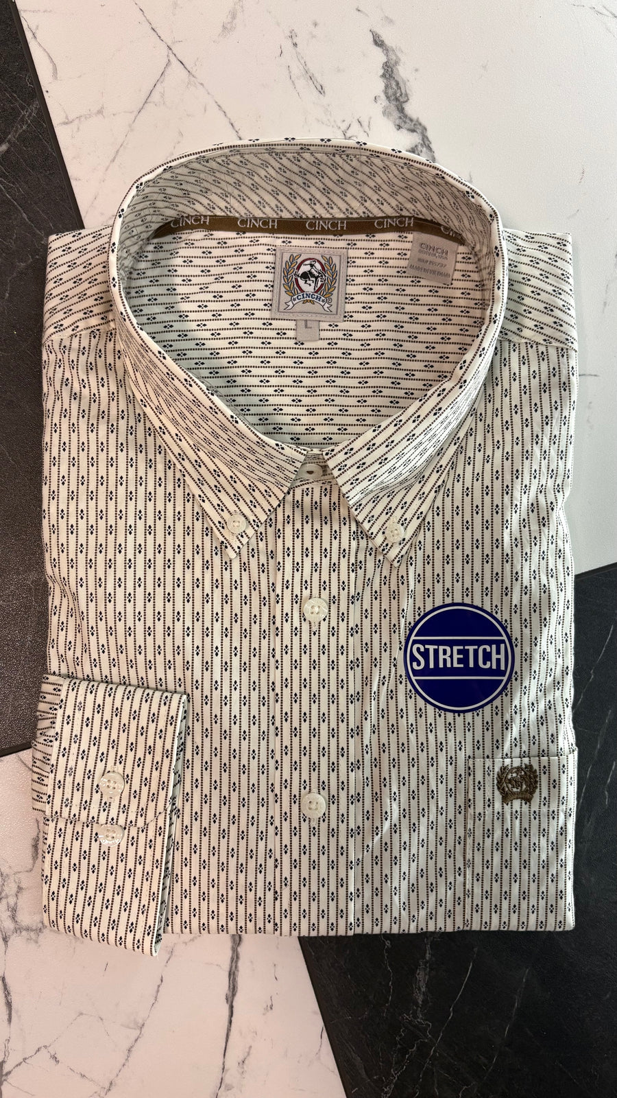 M6156 White Striped Button Up