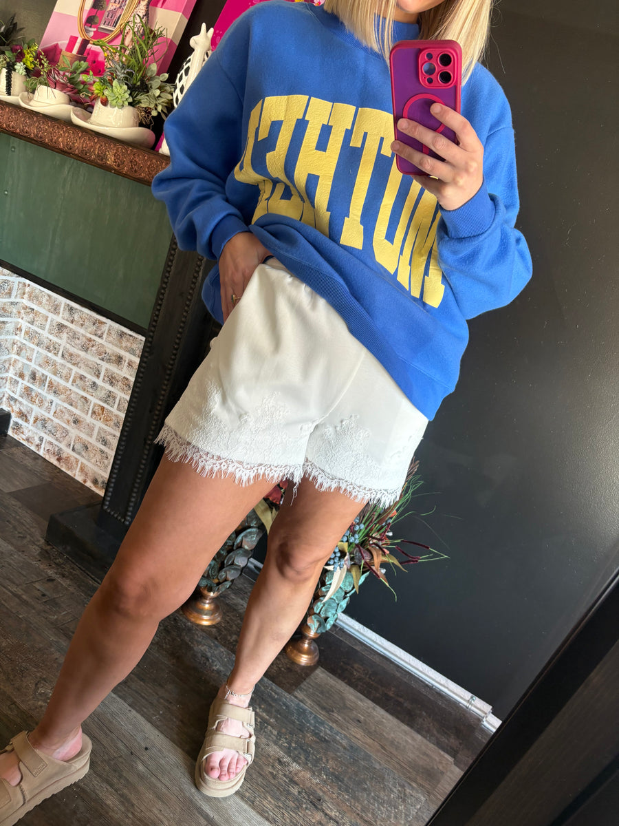 W105 White Lace Bottom Shorts