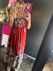 W542 Rust Floral Dress