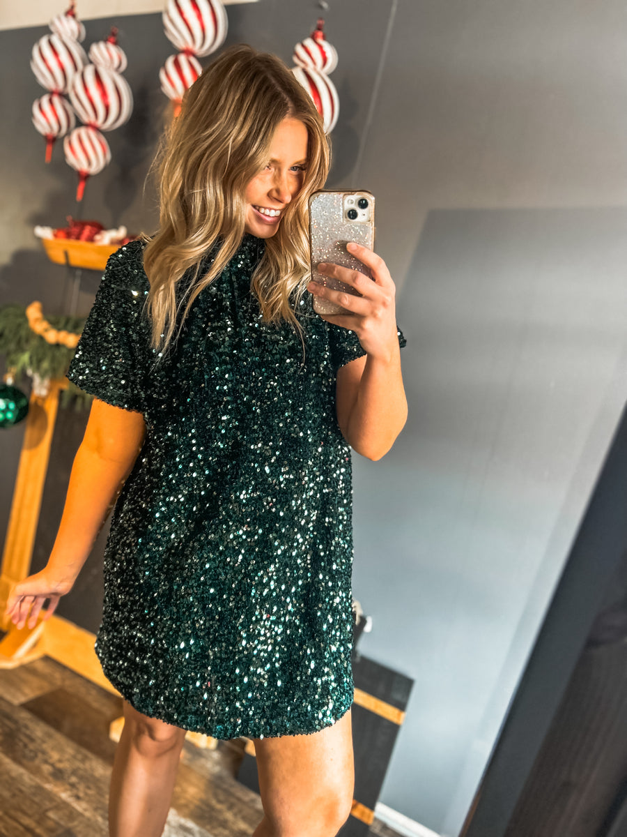 Emerald sequin dress