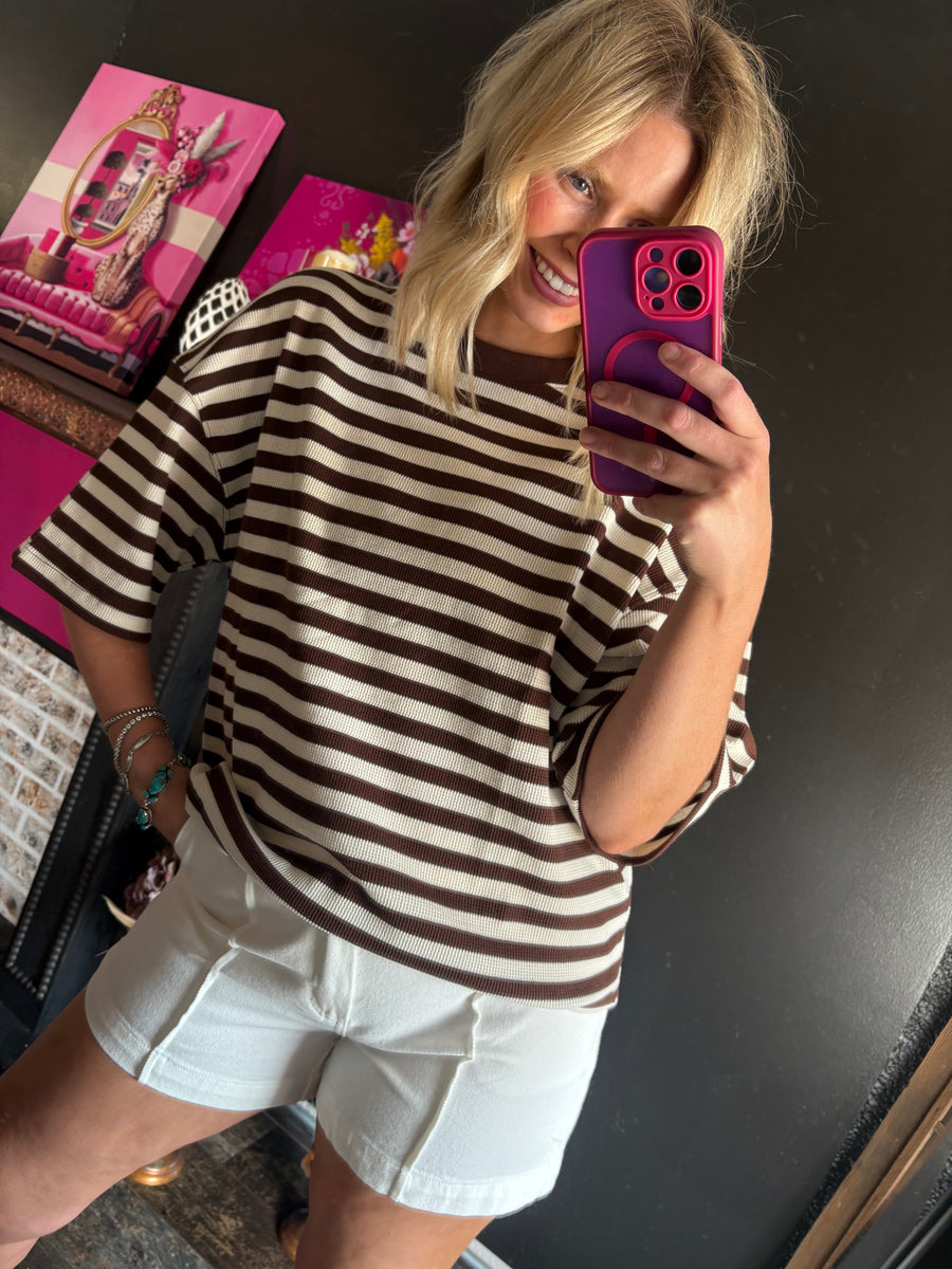 W35 Brown and Cream Striped Shirt