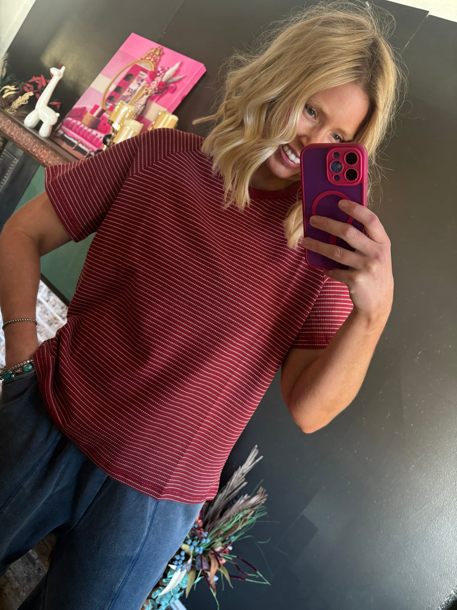 W17 Maroon Striped Tee