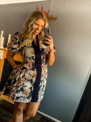 W8 Floral button up dress