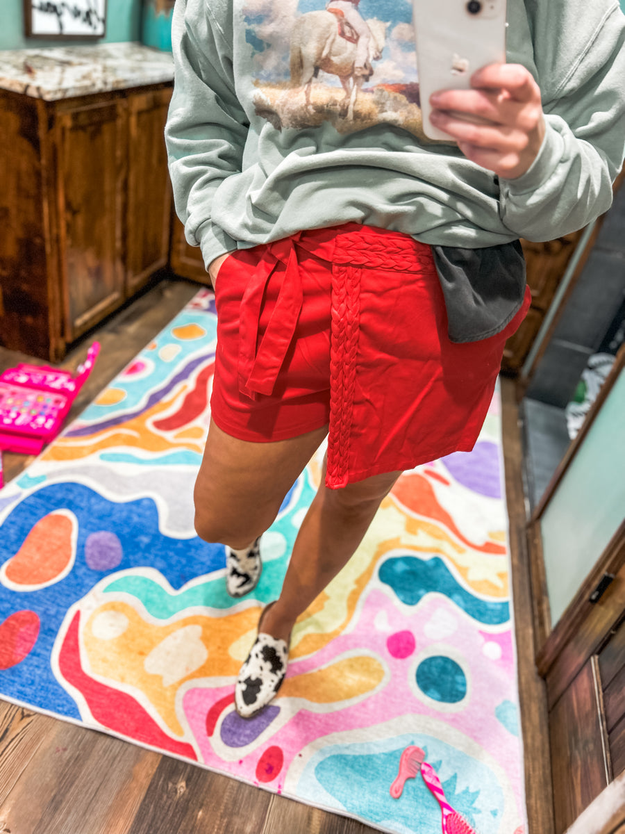 Red braided skort