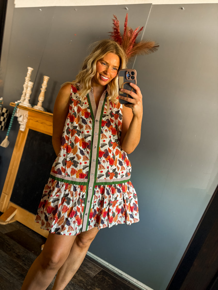 W9 Multi colored button up dress